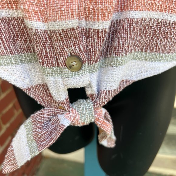 Madewell Texture & Thread Crop Ruffle Tie-Front Tank Multi Thick Straps Size L - Picture 7 of 9